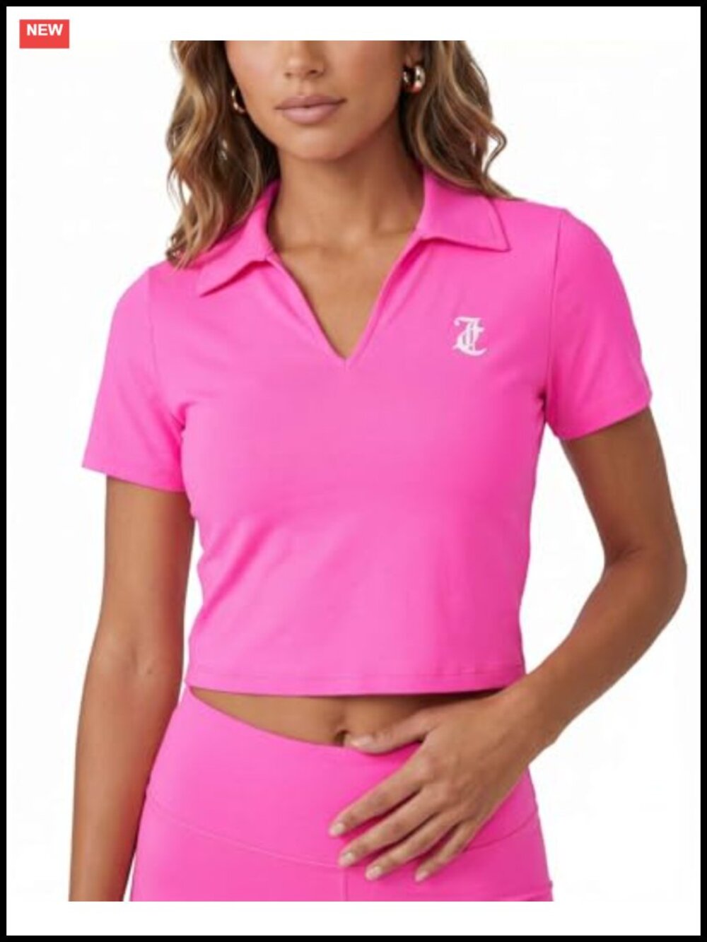Women's Cropped Polo Shirts Dry Fit Short Sleeve V Neck Collared Athletic Golf